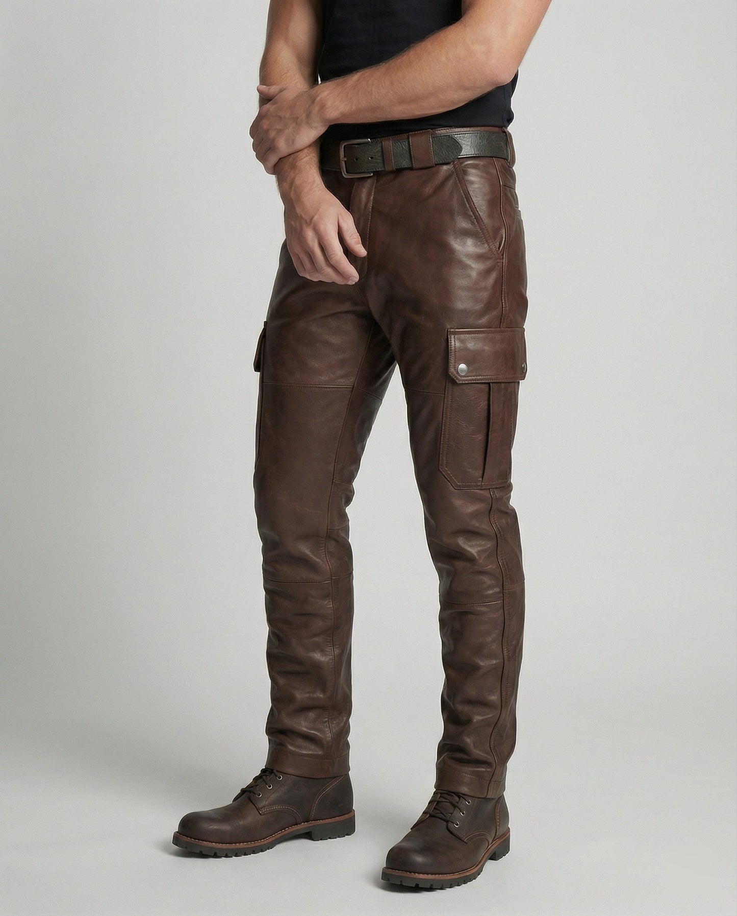 Pantaloni Cargo Uomo in Pelle con Tasche - Brentozzi