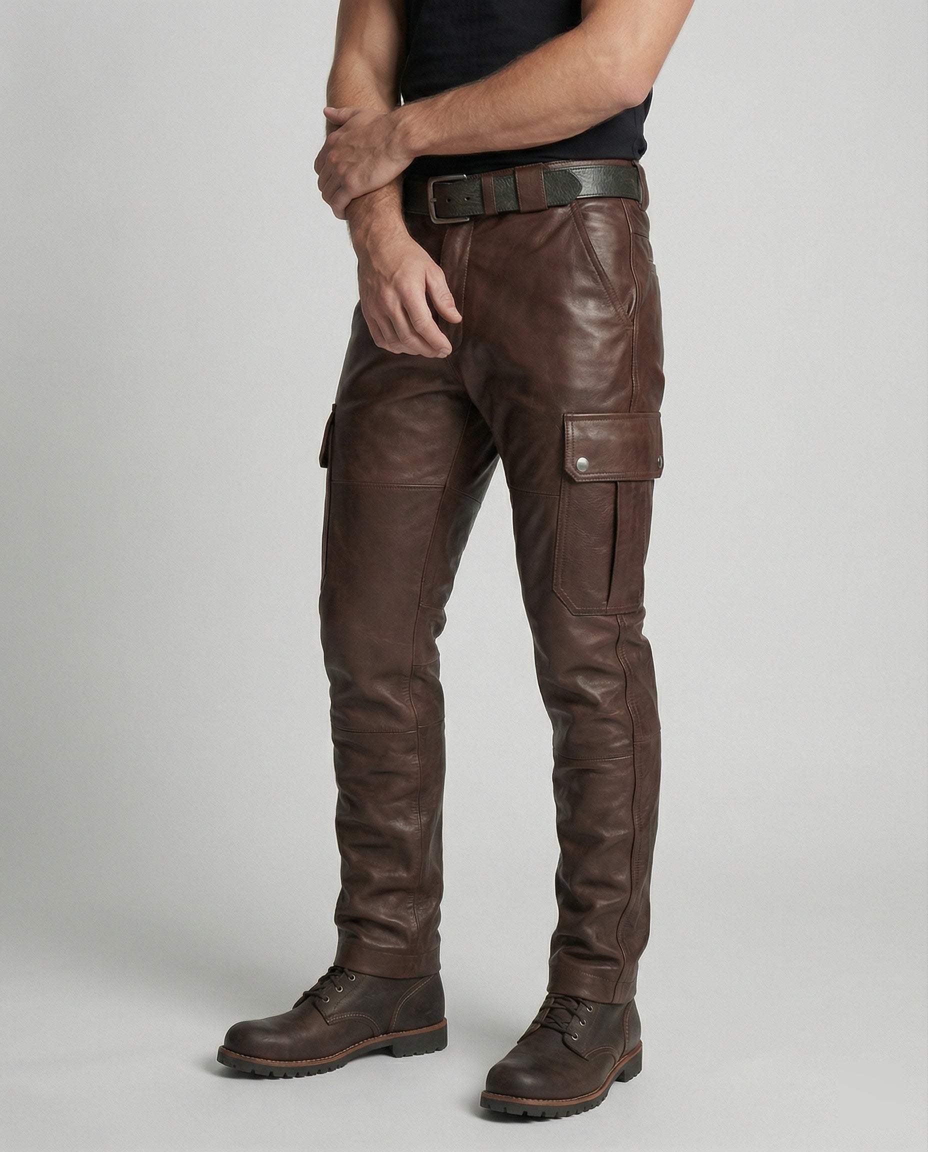 Pantaloni Cargo Uomo in Pelle con Tasche - Brentozzi