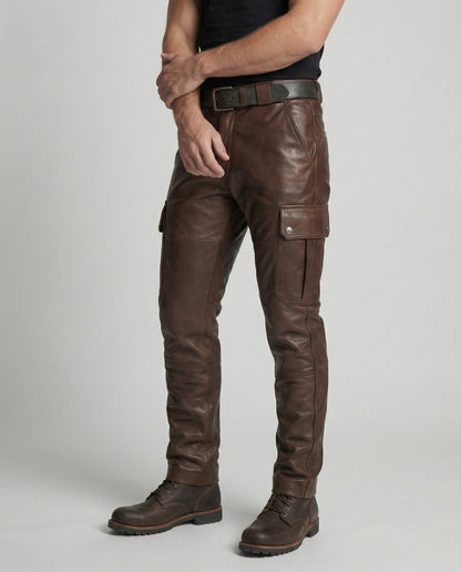Pantaloni Cargo Uomo in Pelle con Tasche - Brentozzi