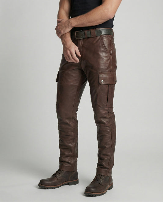 Pantaloni Cargo Uomo in Pelle con Tasche - Brentozzi