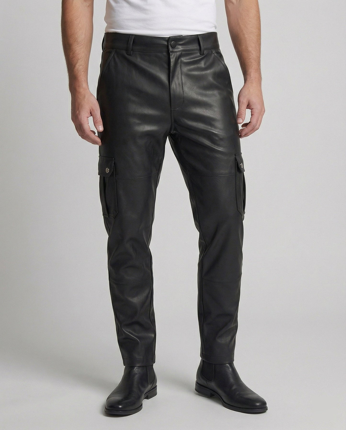 Pantaloni Cargo Uomo in Ecopelle con Tasche Laterali - Brentozzi