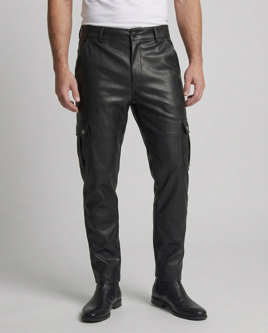 Pantaloni Cargo Uomo in Ecopelle con Tasche Laterali - Brentozzi