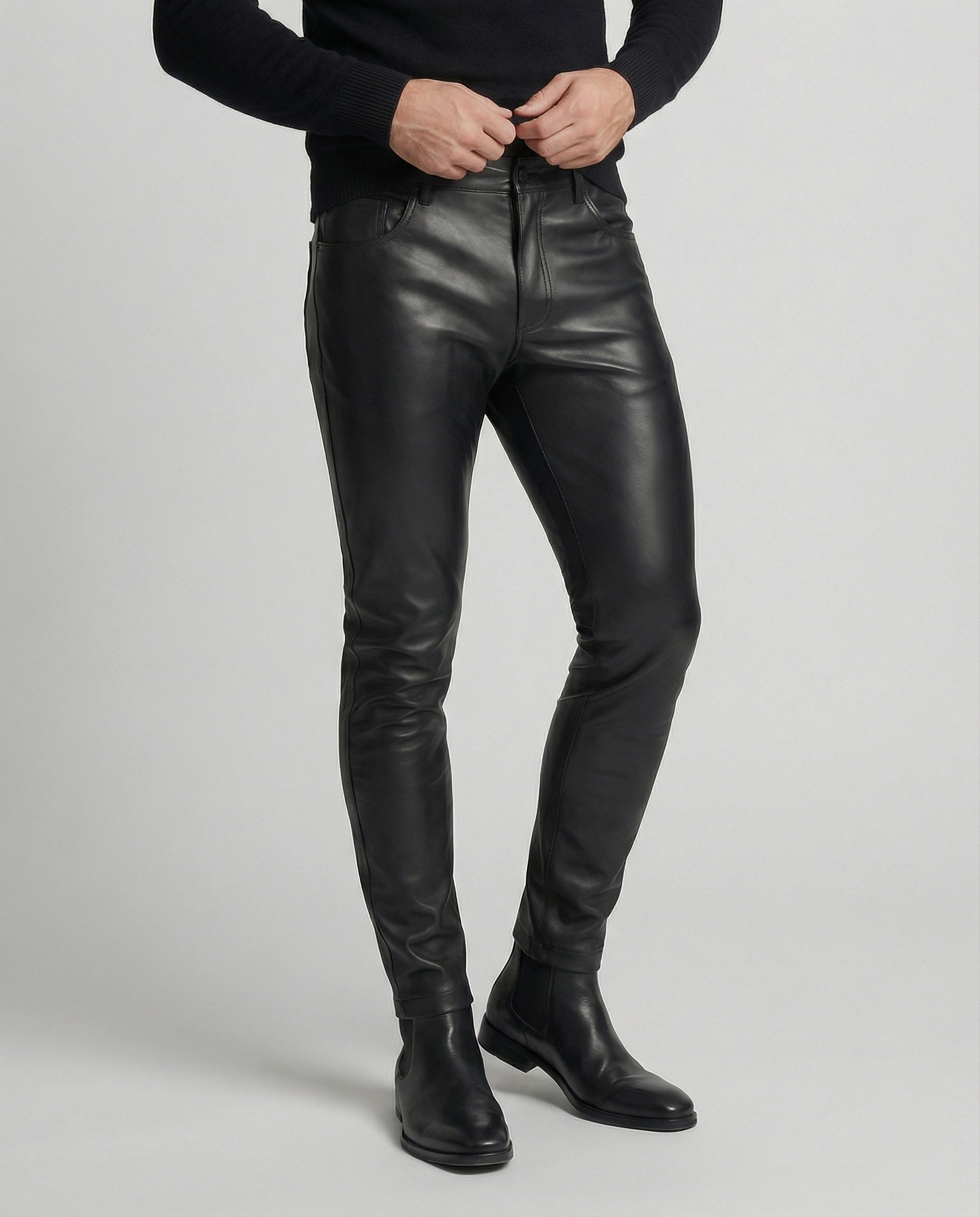 Pantaloni Uomo in Ecopelle Slim Fit - Brentozzi