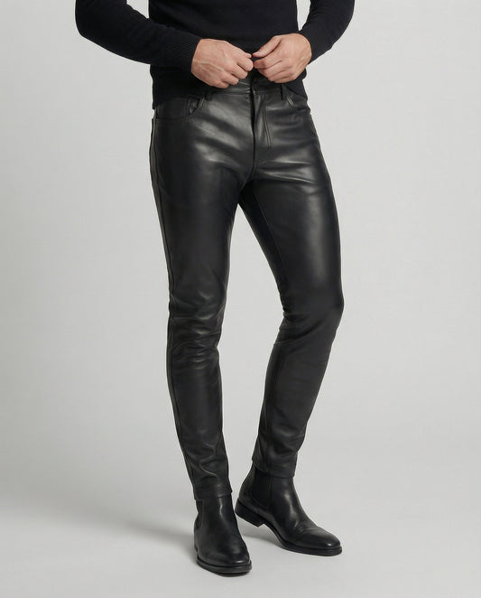 Pantaloni Uomo in Ecopelle Slim Fit - Brentozzi