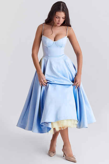 Abito Midi Donna Bustier Senza Maniche