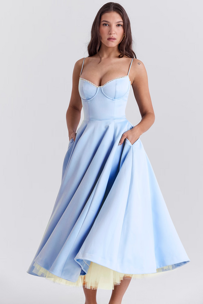 Abito Midi Donna Bustier Senza Maniche
