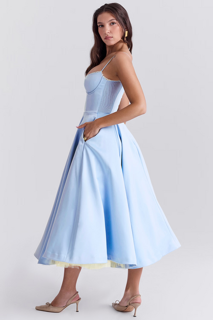 Abito Midi Donna Bustier Senza Maniche