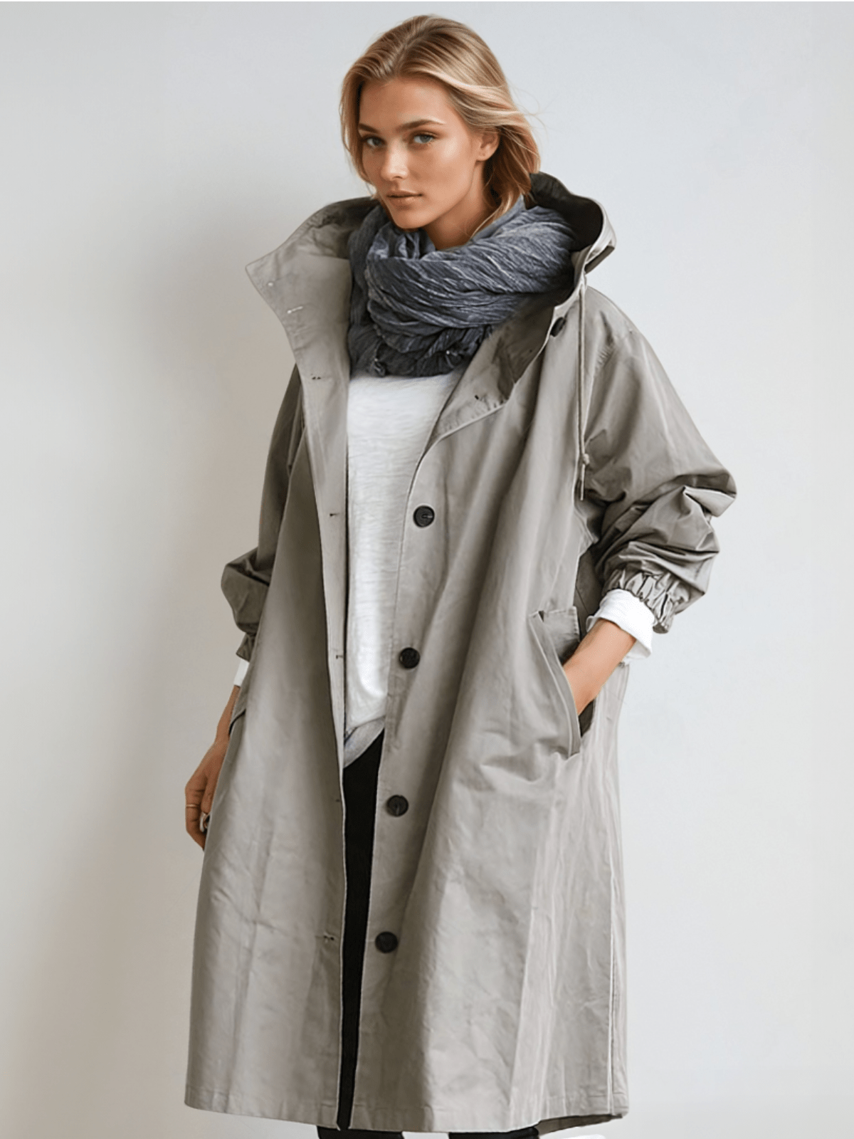 Cappotto Trench Donna con Bottoni e Collo Alto Elegante - Brentozzi