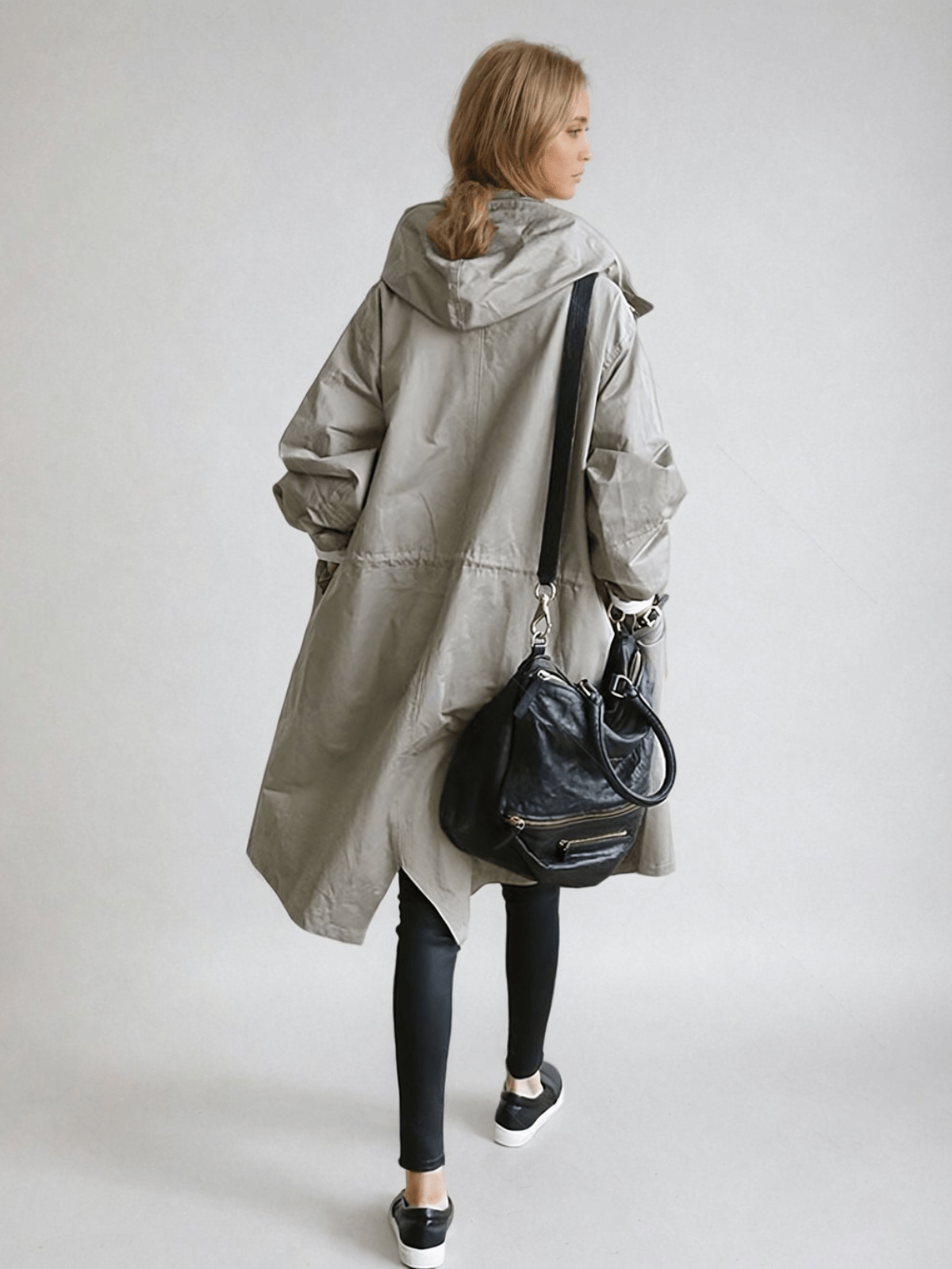 Cappotto Trench Donna con Bottoni e Collo Alto Elegante