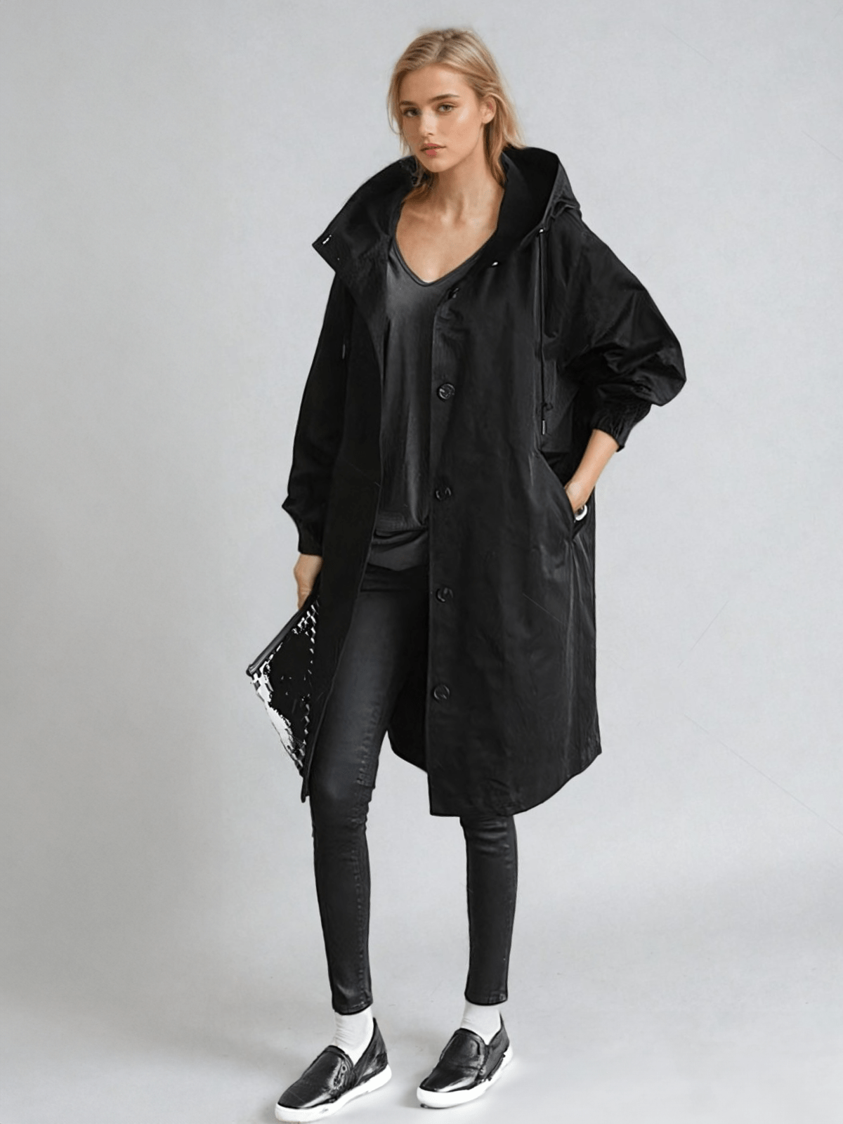 Cappotto Trench Uomo con Bottoni e Colletto Alto