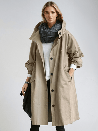 Cappotto Donna con Bottoni e Collo Alto Elegante