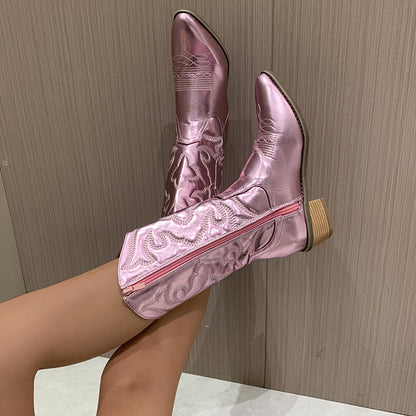 Stivaletti Donna Western con Tacco Casual Elegante