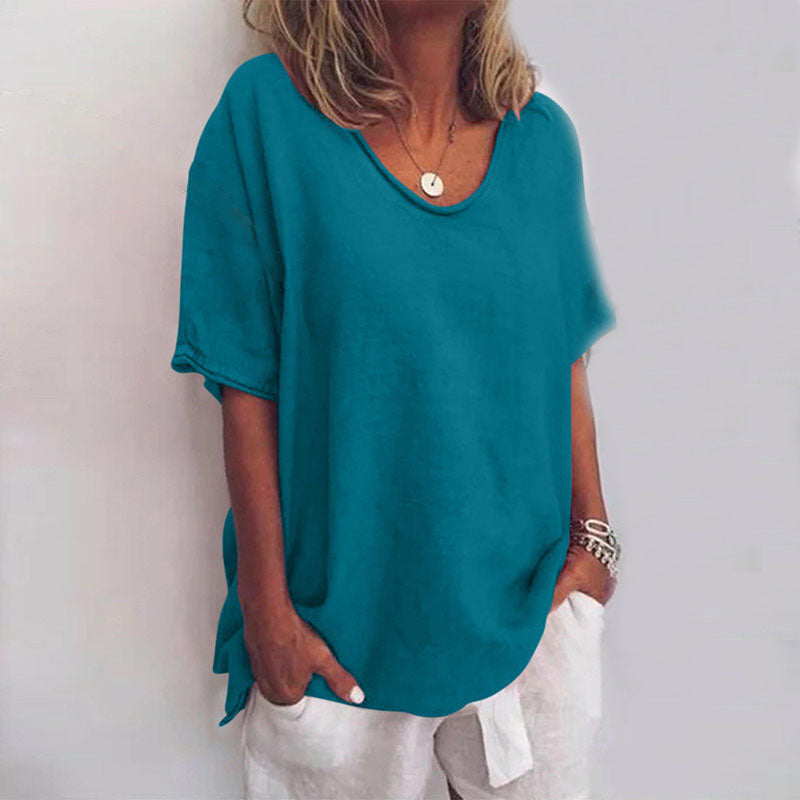 T-shirt Donna Manica Corta Cotone Vestibilità Larga