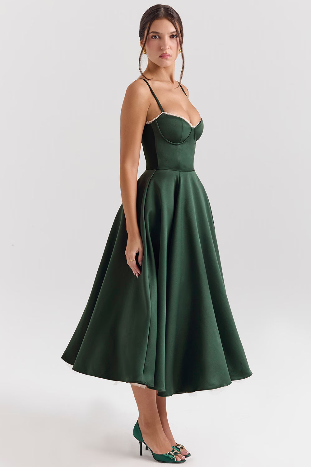 Abito Midi Donna Scollo a Cuore Elegante - Brentozzi