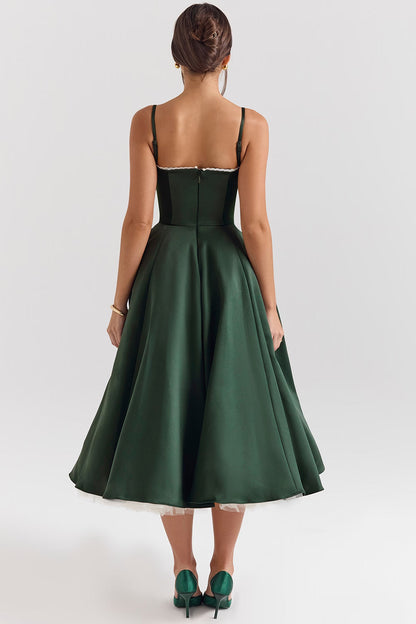 Abito Midi Donna Scollo a Cuore Elegante