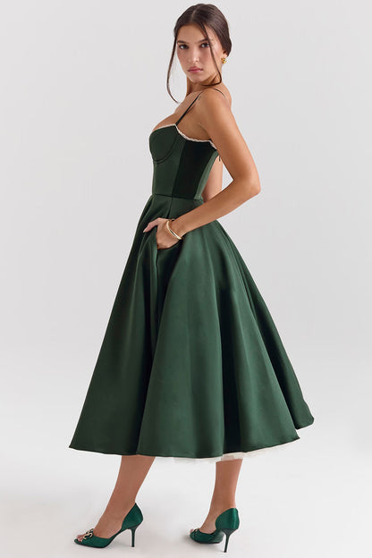 Abito Midi Donna Scollo a Cuore Elegante