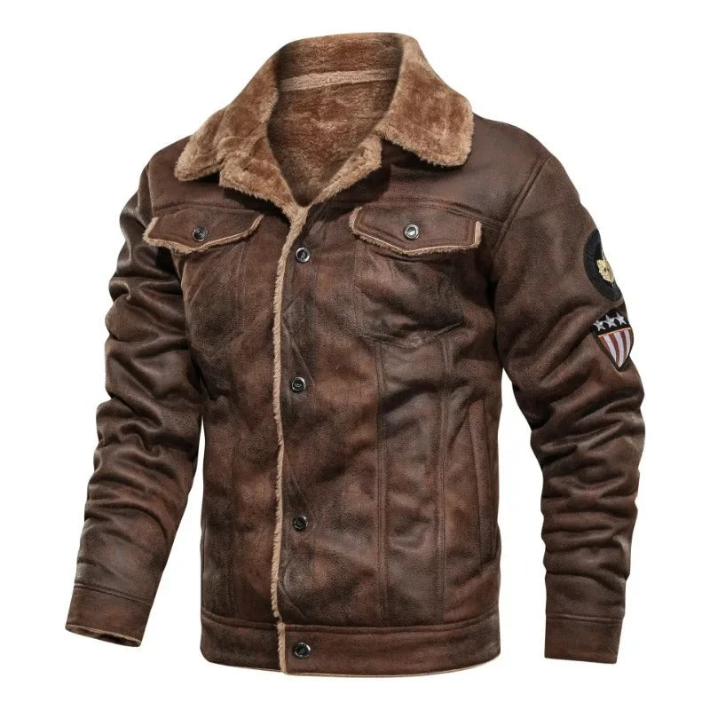 Giacca Uomo in Fleece e Pelle Calda