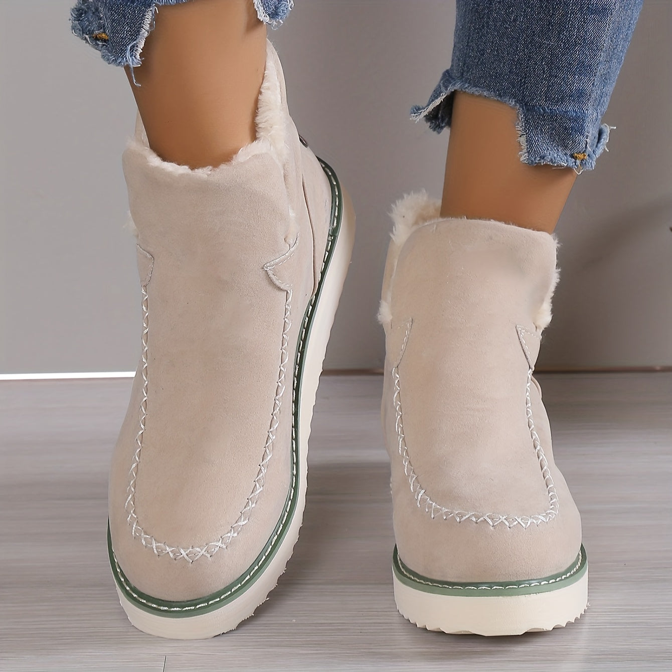 Stivaletti Donna Plateau Foderati Caldi Slip-On