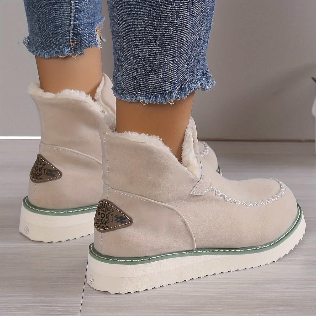 Stivaletti Donna Plateau Foderati Caldi Slip-On
