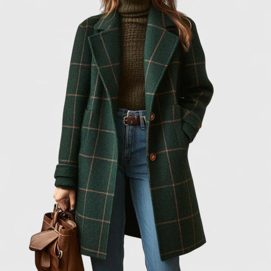 Cappotto Donna a Quadri Bottoni Frontali - Vesarelli