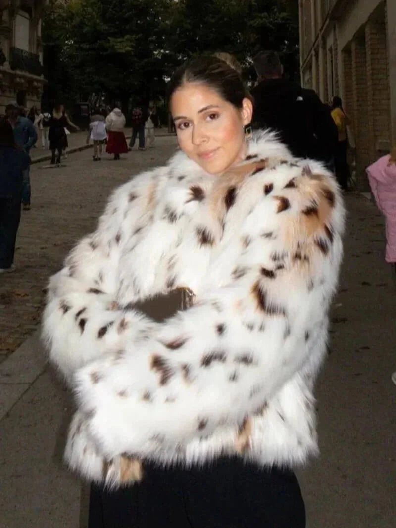 Cappotto Donna in Ecopelliccia Stampa Animalier Regular Fit - Vesarelli