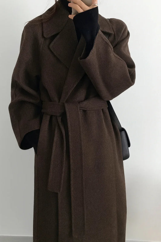 Cappotto Lungo Donna con Cintura e Collo Elegante - Vesarelli