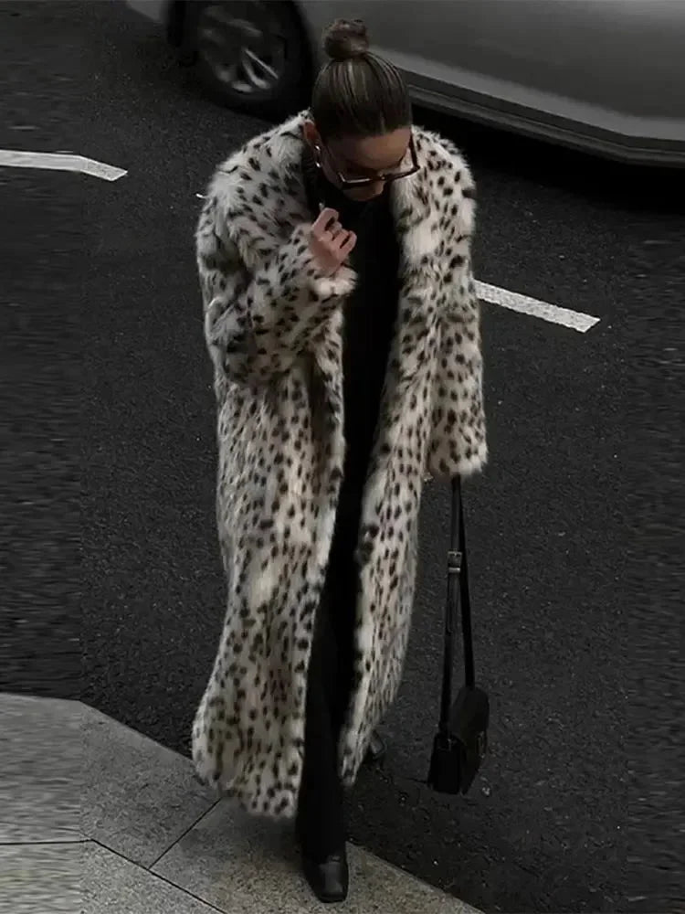 Cappotto Lungo Donna Stampa Animalier Vestibilità Classica - Vesarelli