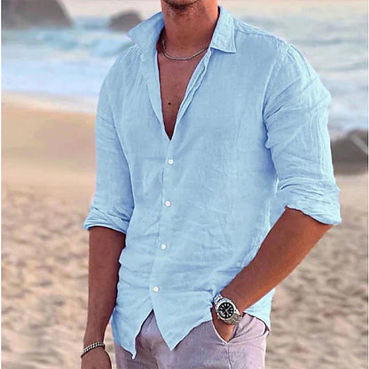 Camicia Uomo Manica Lunga Estiva Casual
