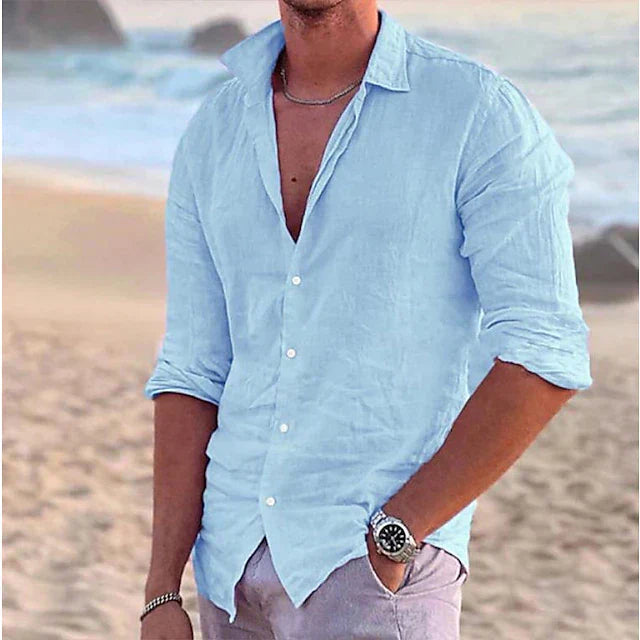 Camicia Uomo Casual Tessuto Morbido Vestibilità Comoda