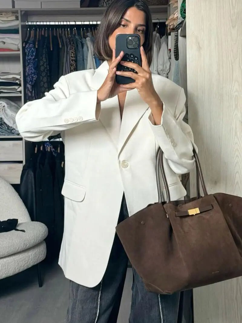 Borsa Tote Donna in Pelle Scamosciata Tracolla e Manico Rigido