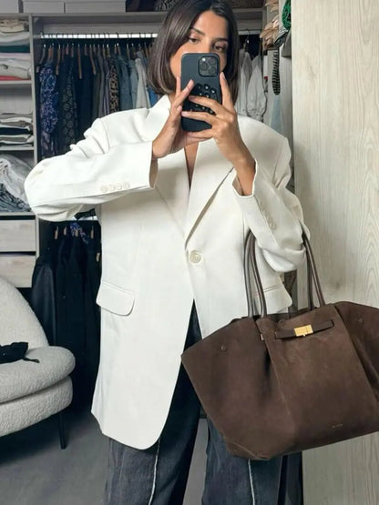 Borsa Tote Donna in Pelle Scamosciata Tracolla e Manico Rigido