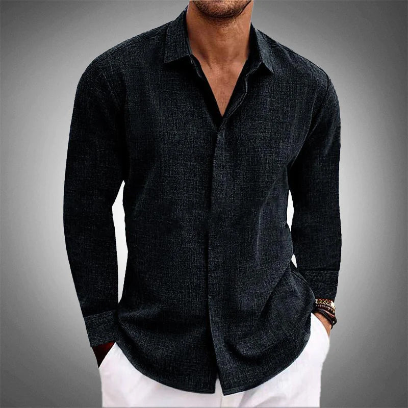 Camicia Uomo Manica Lunga Casual con Bottoni