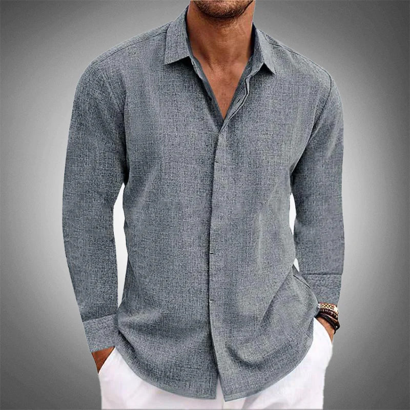 Camicia Uomo Manica Lunga Casual con Bottoni