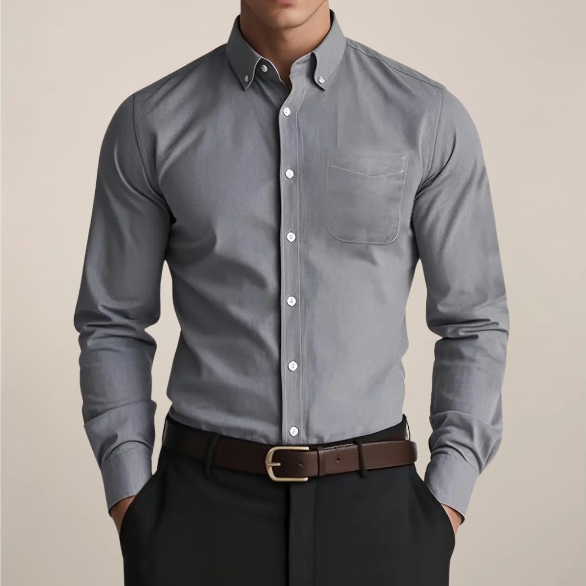 Camicia Uomo Classica Cotone Manica Lunga Bottoni