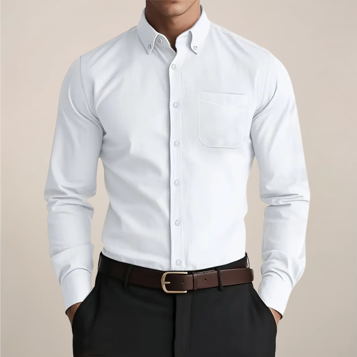 Camicia Uomo Classica Cotone Manica Lunga Bottoni - Brentozzi