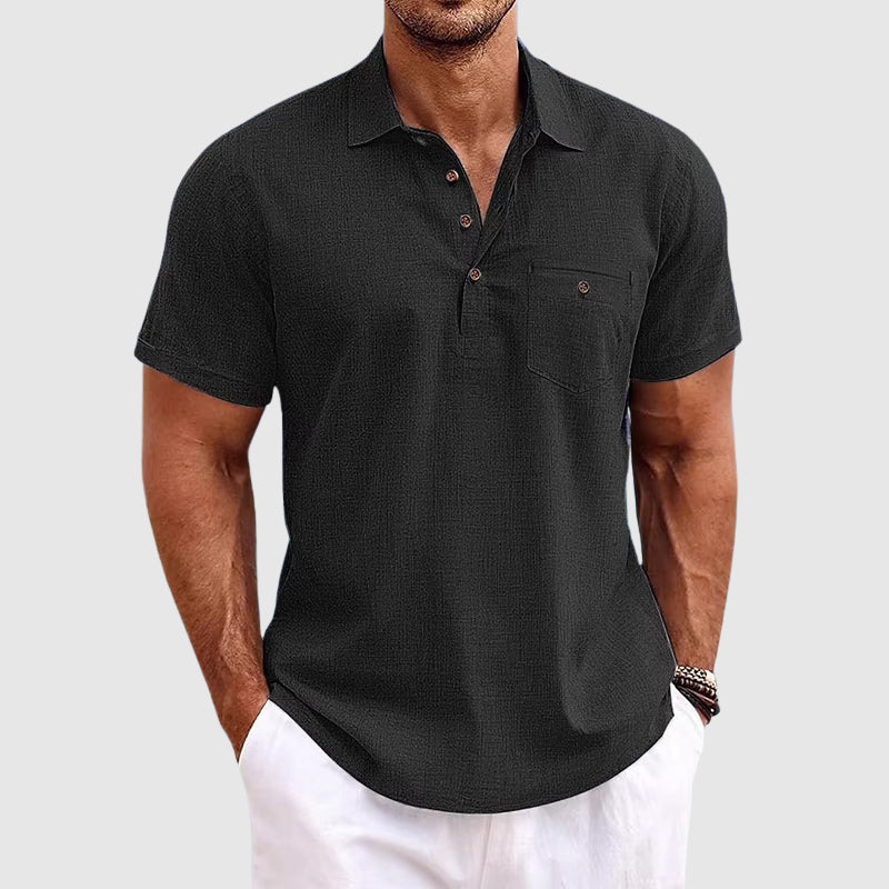 Polo Uomo Cotone con Tasche e Abbottonatura