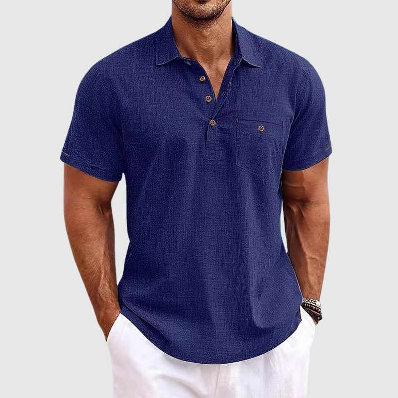 Polo Uomo Cotone con Tasche e Abbottonatura