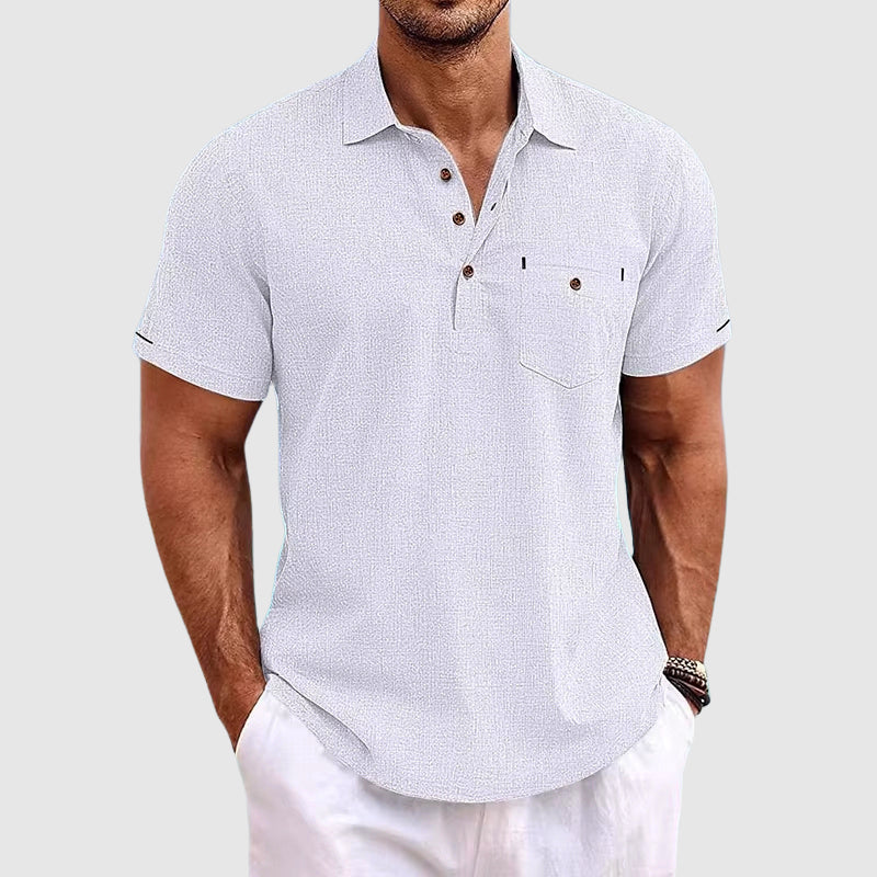 Polo Uomo Cotone con Tasche e Abbottonatura