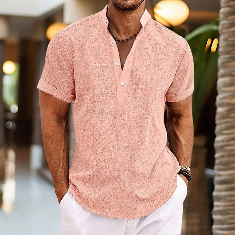 Maglia Henley Uomo Manica Corta con Bottoni - Brentozzi