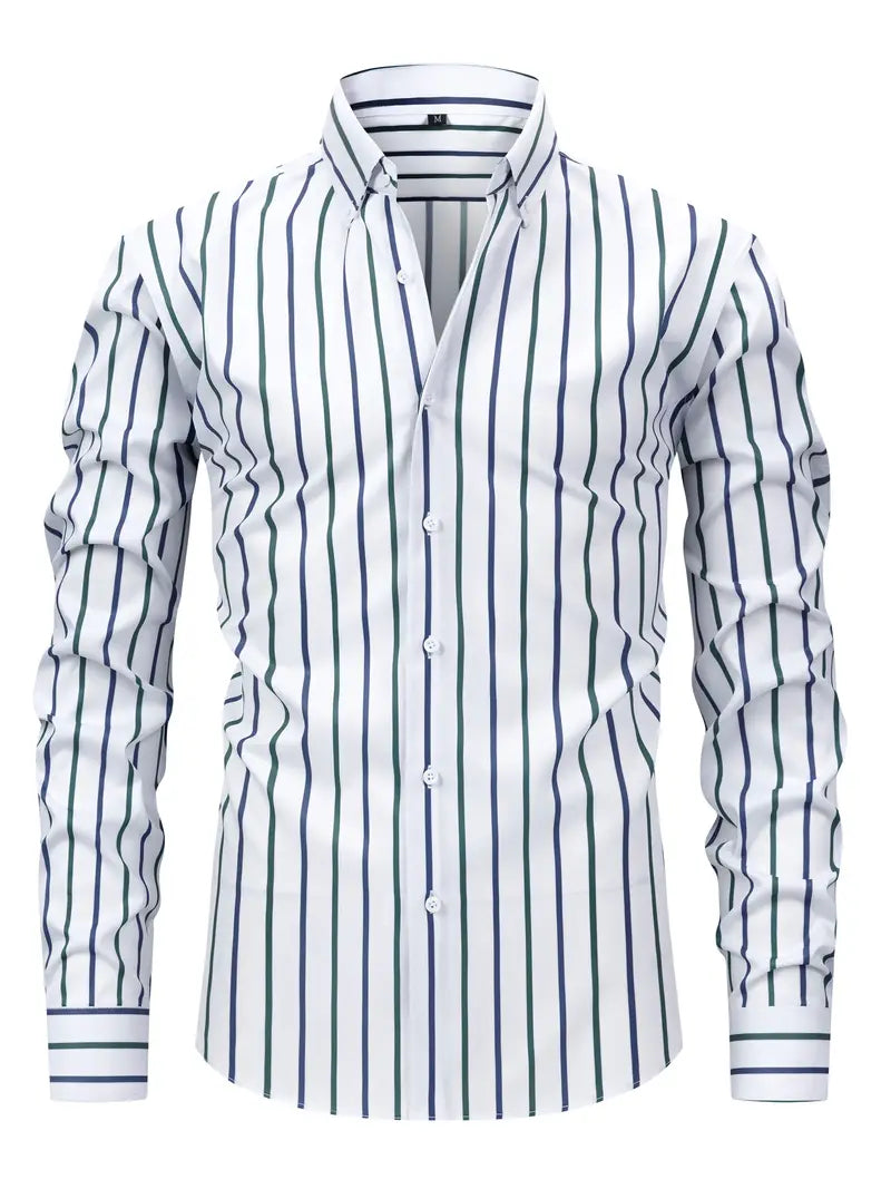 Camicia Uomo Slim Fit a Righe con Bottoni