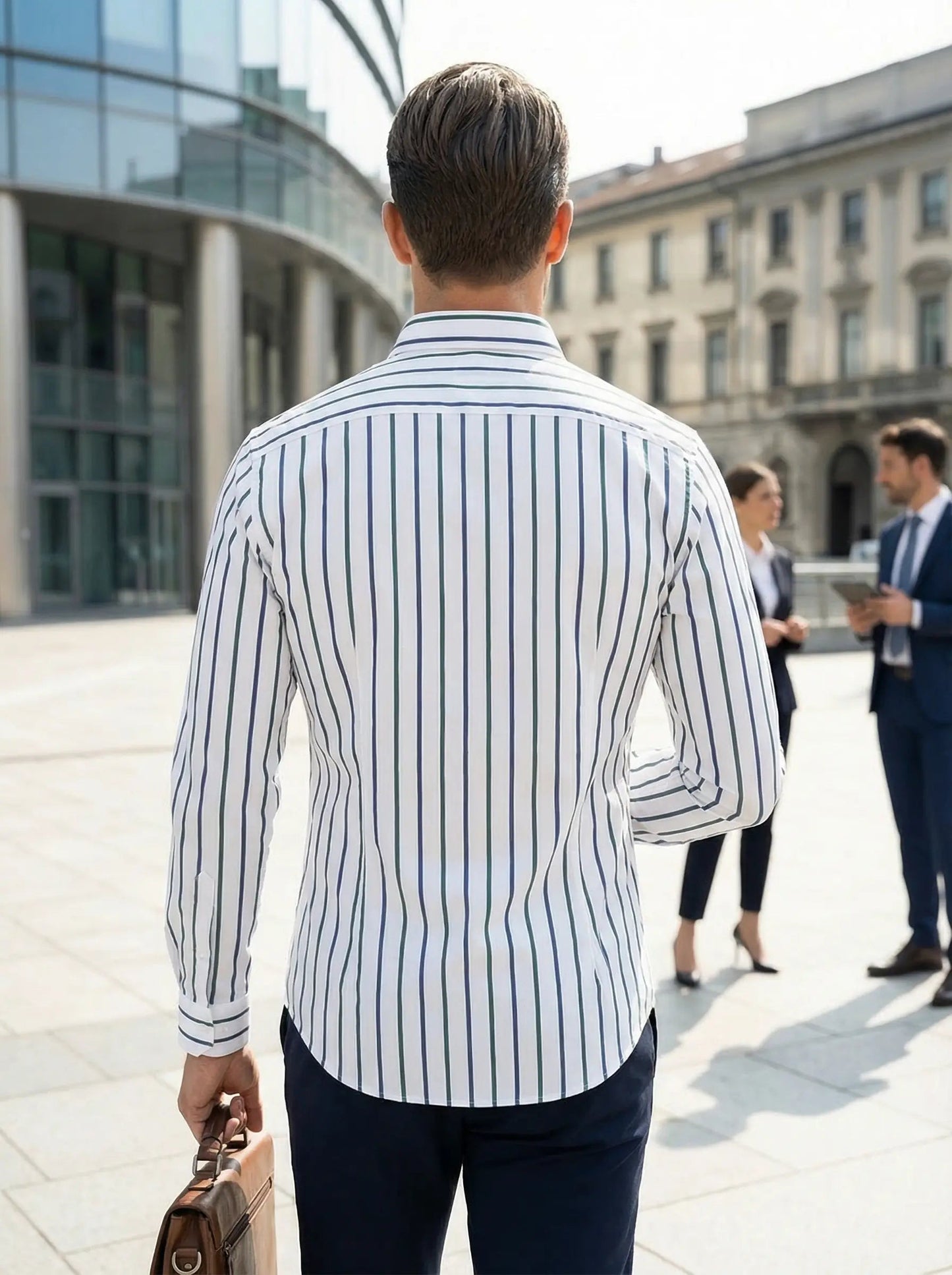 Camicia Uomo Slim Fit a Righe con Bottoni