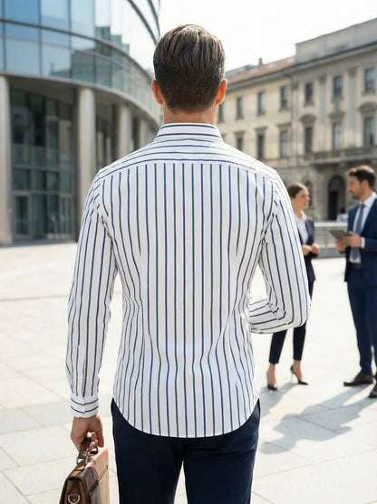 Camicia Uomo Slim Fit a Righe con Bottoni