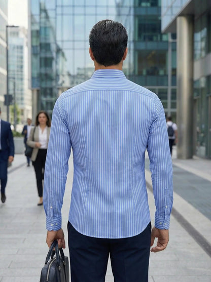 Camicia Uomo Slim Fit a Righe con Bottoni