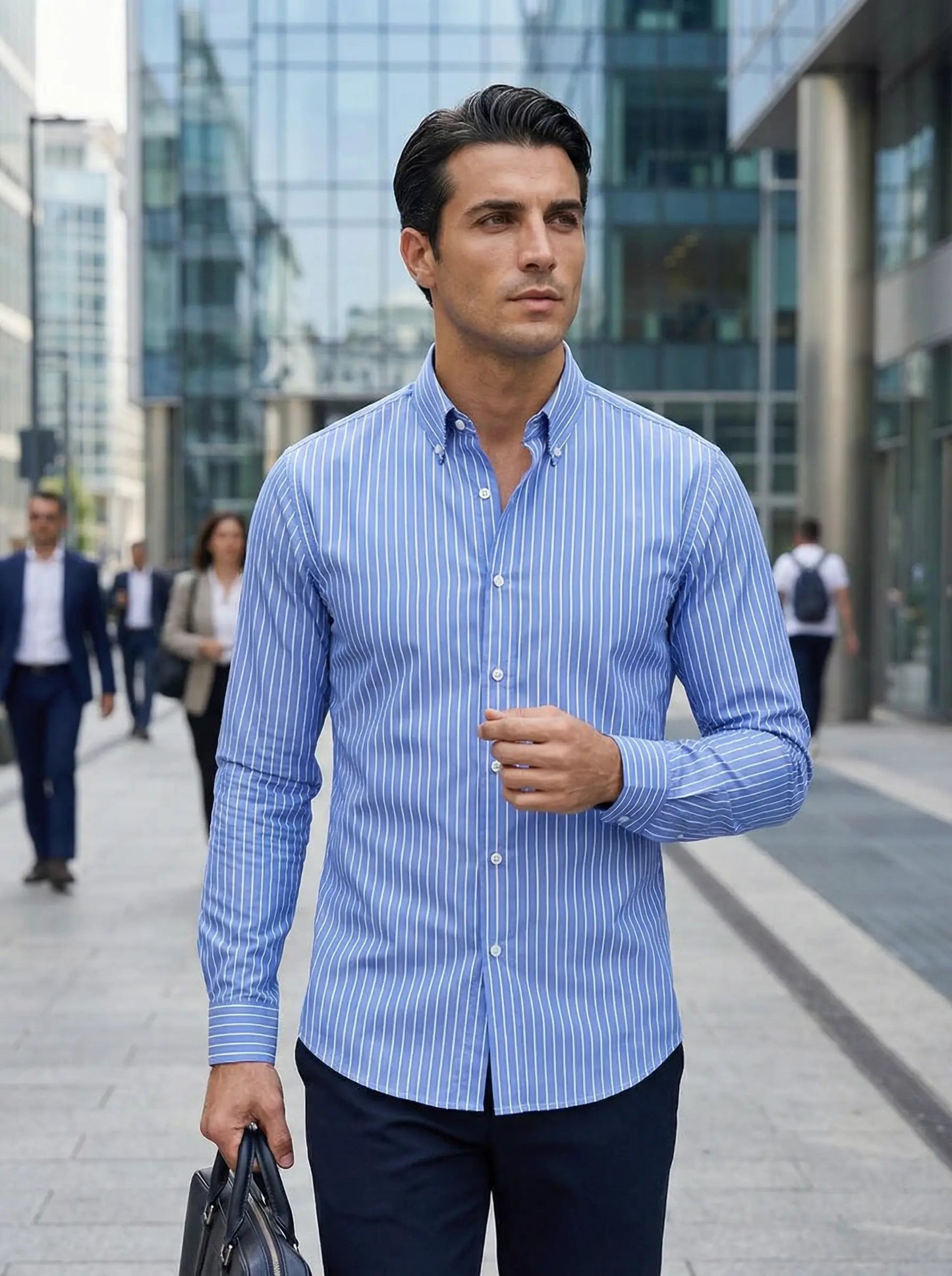 Camicia Uomo Slim Fit a Righe con Bottoni
