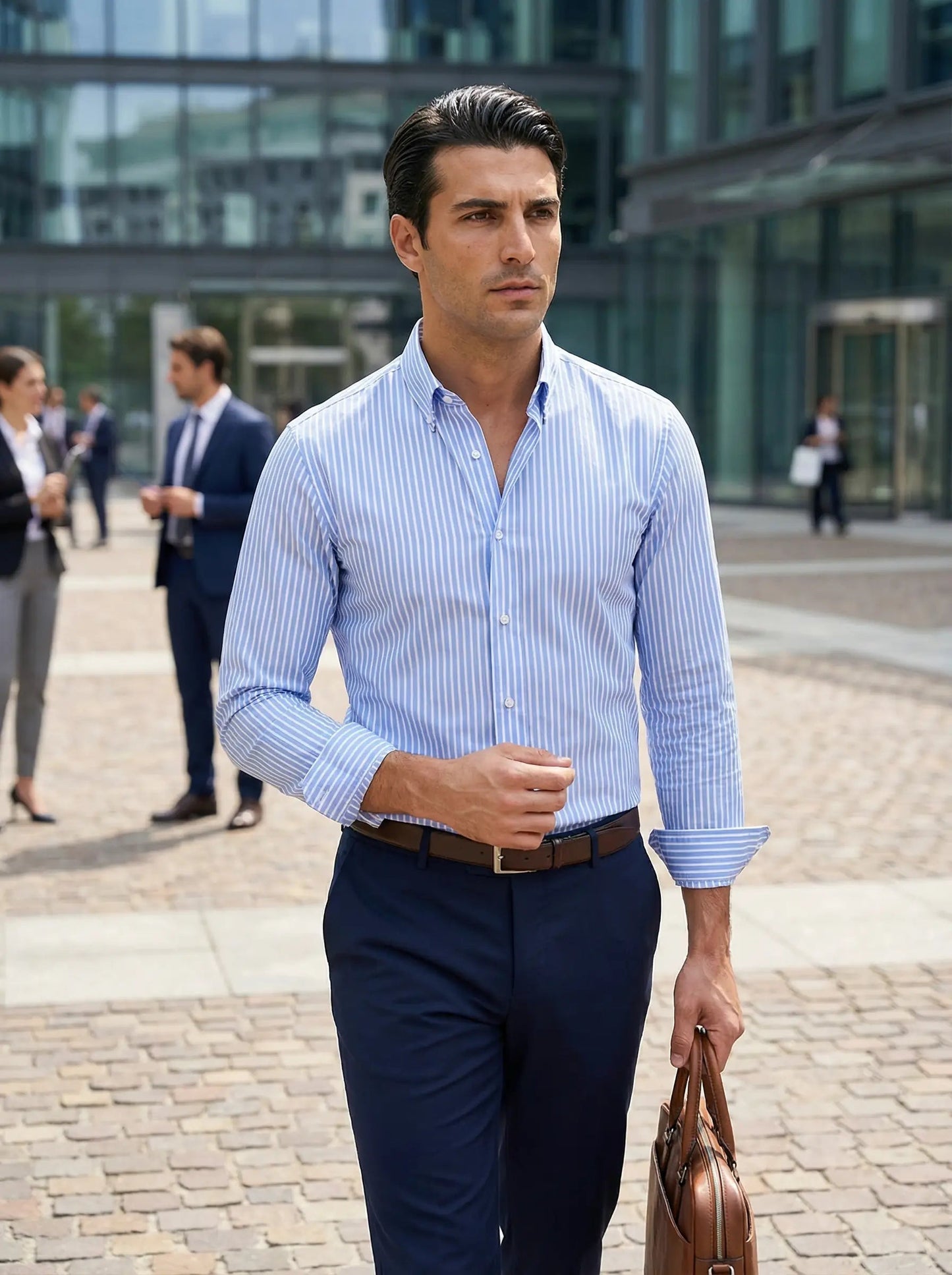 Camicia Uomo Slim Fit a Righe con Bottoni