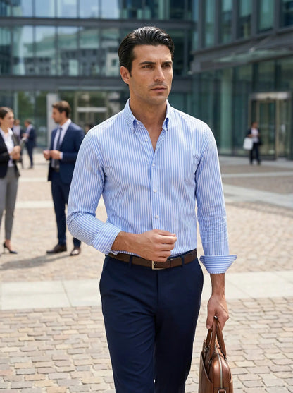 Camicia Uomo Slim Fit a Righe con Bottoni