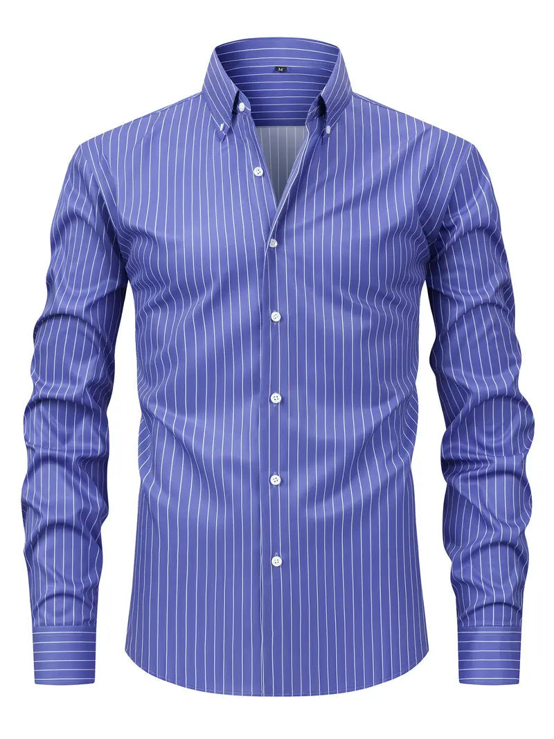 Camicia Uomo Slim Fit a Righe con Bottoni