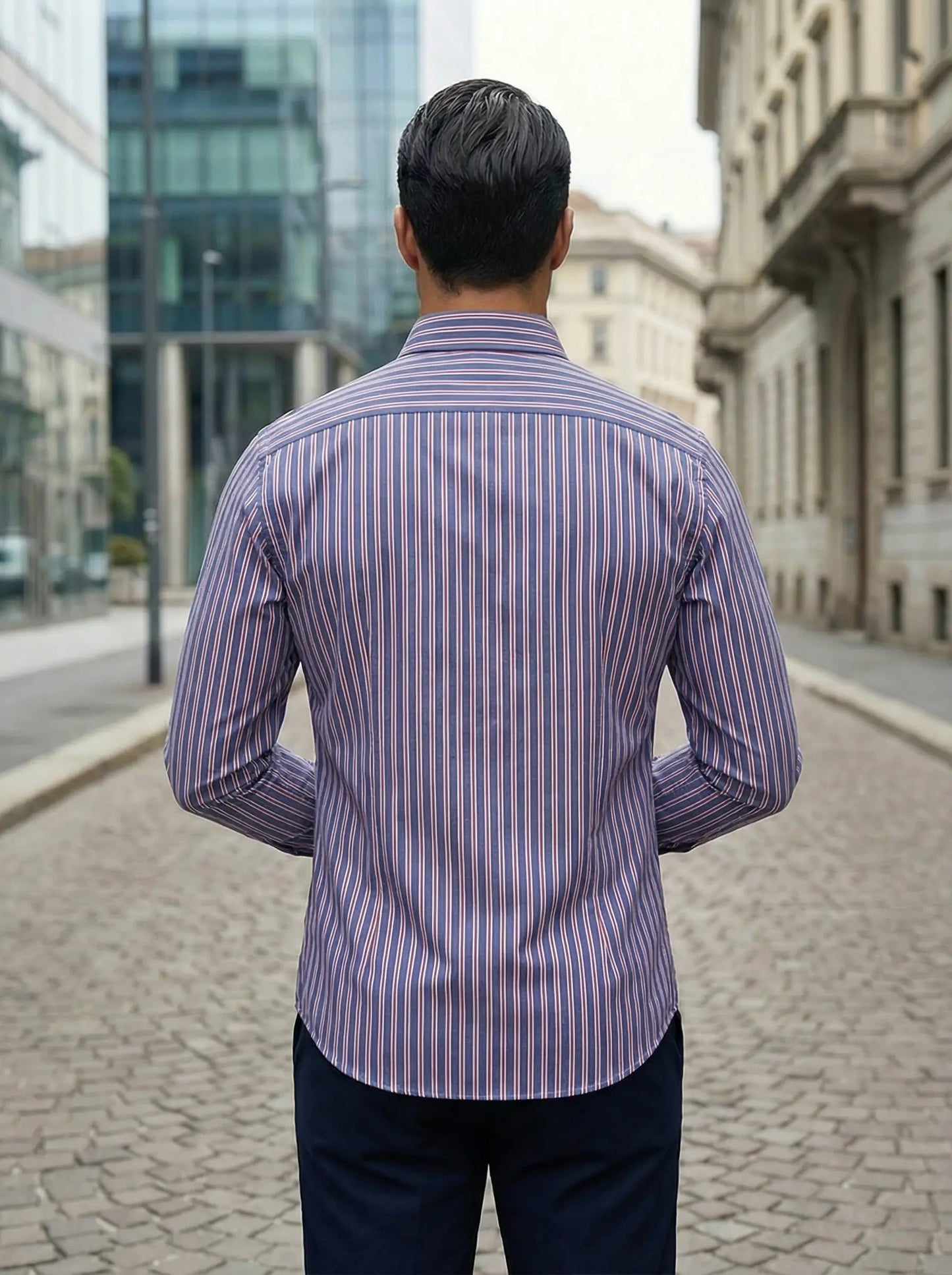 Camicia Uomo Slim Fit a Righe con Bottoni