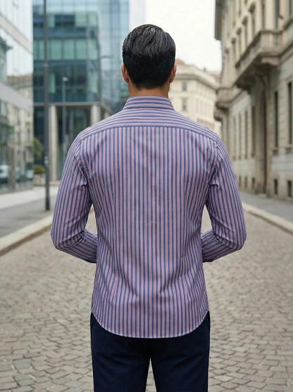 Camicia Uomo Slim Fit a Righe con Bottoni