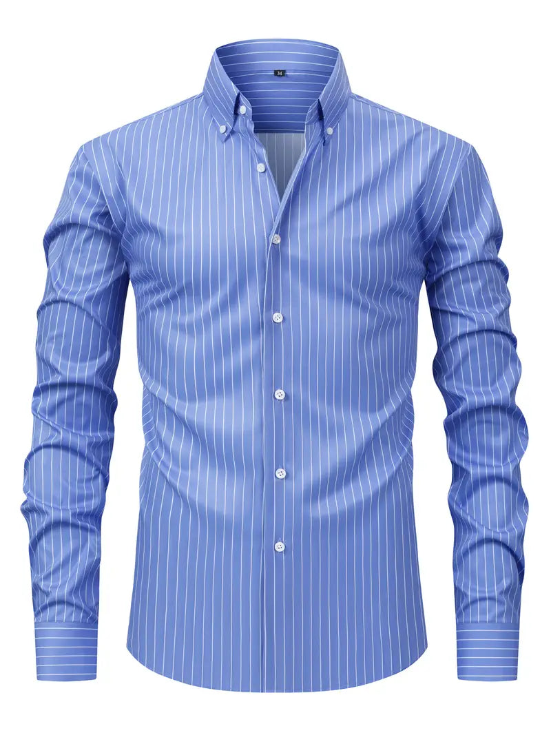 Camicia Uomo Slim Fit a Righe con Bottoni